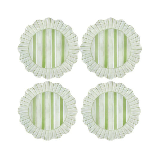Juliska Cabana Stripe Melamine Dinner Plate Set of 4- Seagrass