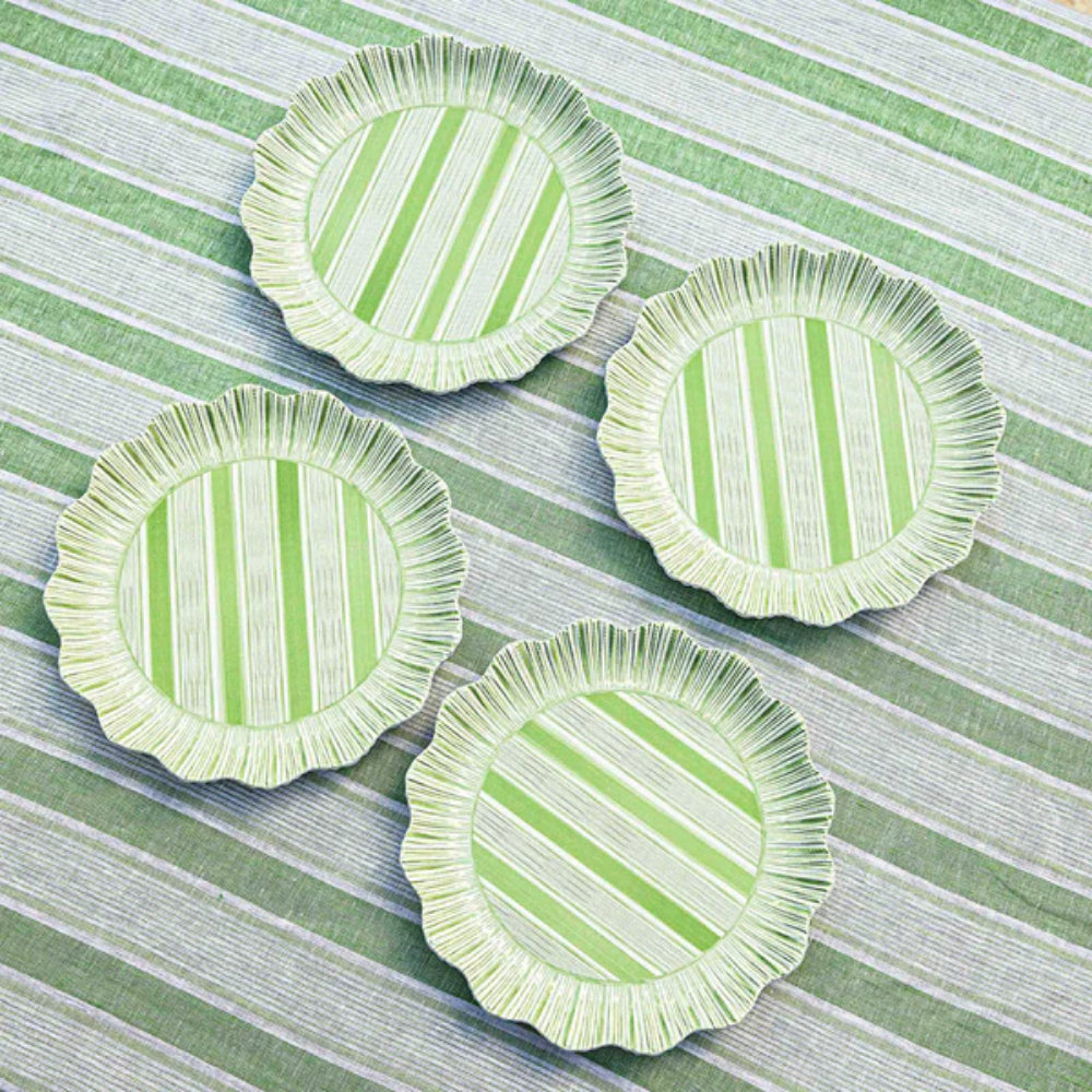 Juliska Cabana Stripe Melamine Dinner Plate Set of 4- Seagrass