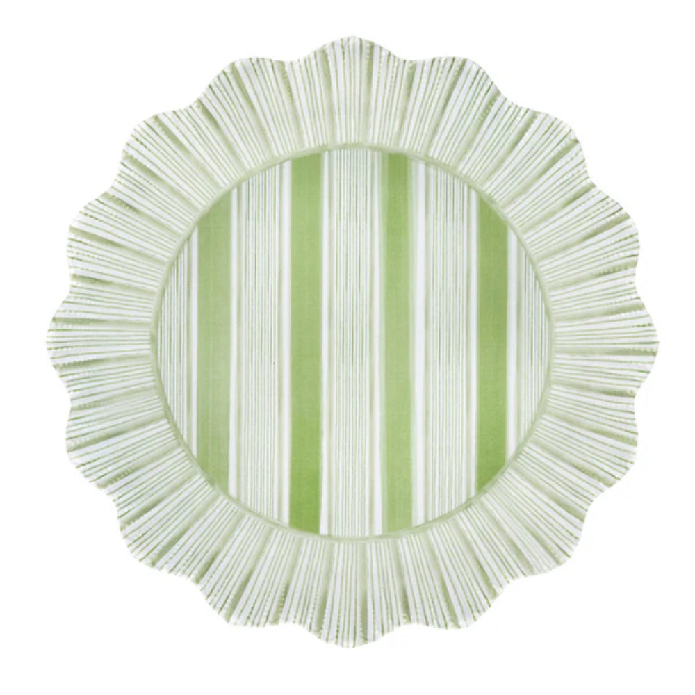 Juliska Cabana Stripe Melamine Dinner Plate Set of 4- Seagrass