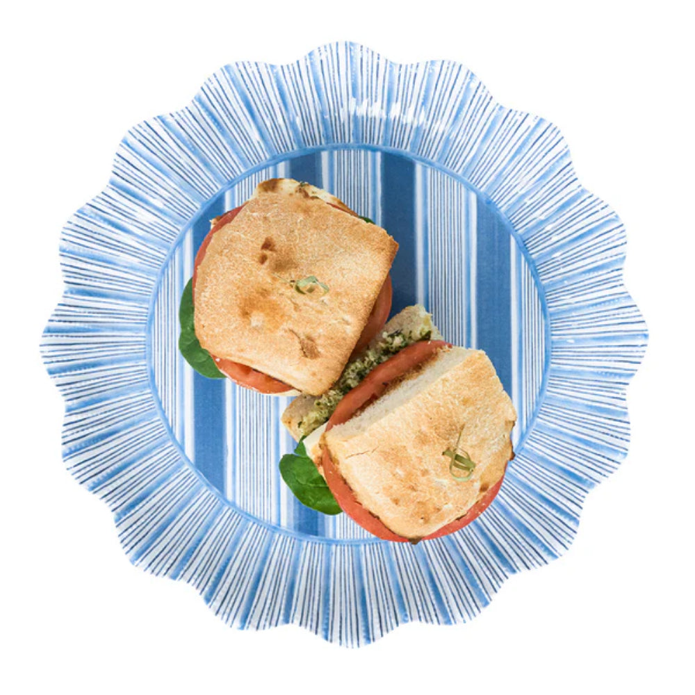 Juliska Cabana Stripe Melamine Dinner Plate Set of 4 - Ocean