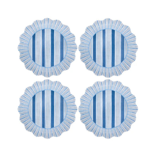 Juliska Cabana Stripe Melamine Dinner Plate Set of 4 - Ocean