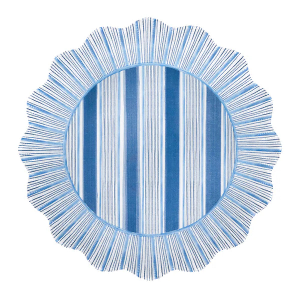 Juliska Cabana Stripe Melamine Dinner Plate Set of 4 - Ocean