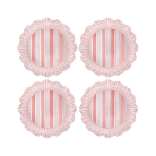 Juliska Cabana Stripe Melamine Dinner Plate Set of 4- Coral
