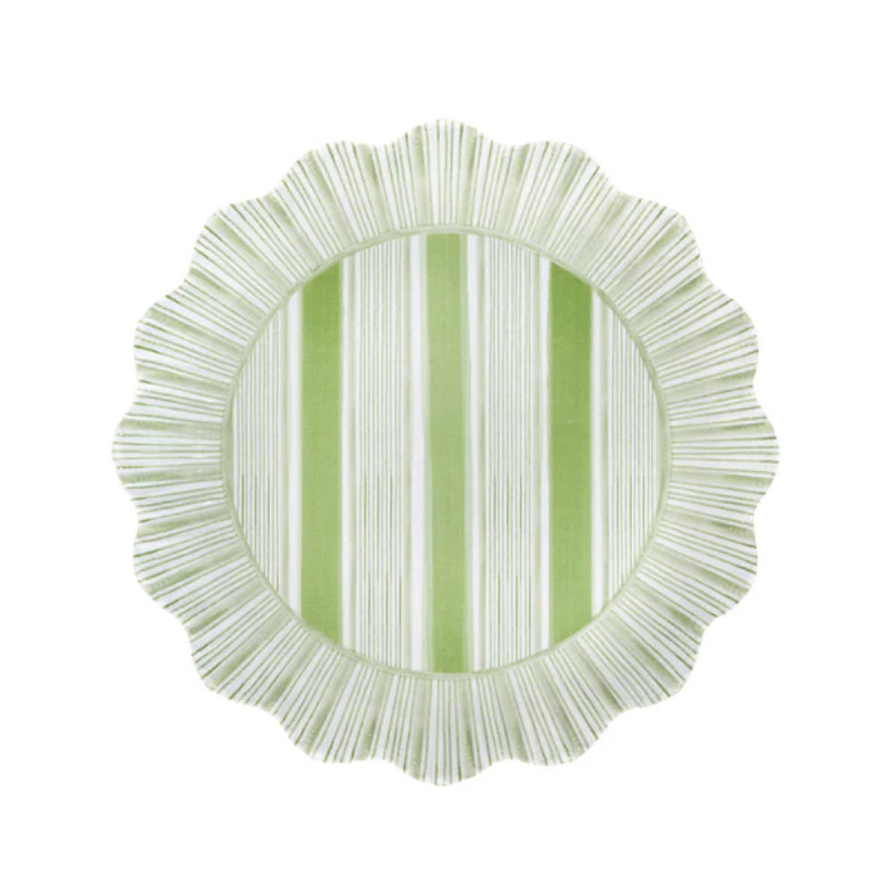 Juliska Cabana Stripe Melamine Dessert/Salad Plate Set of 4 - Seagrass