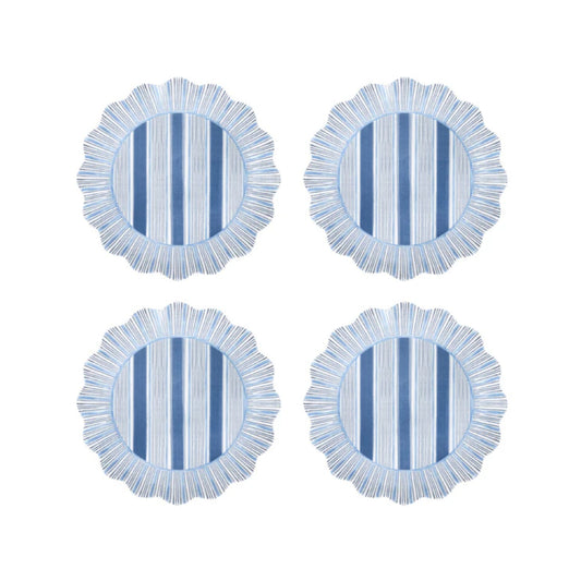 Juliska Cabana Stripe Melamine Dessert/Salad Plate Set of 4 - Ocean