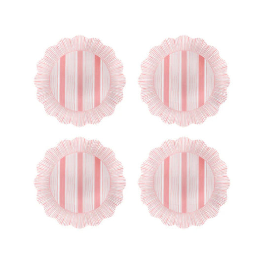 Juliska Cabana Stripe Melamine Dessert/Salad Plate Set of 4- Coral