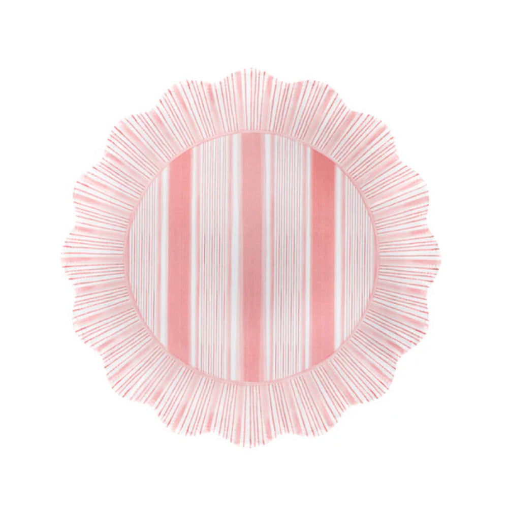 Juliska Cabana Stripe Melamine Dessert/Salad Plate Set of 4- Coral