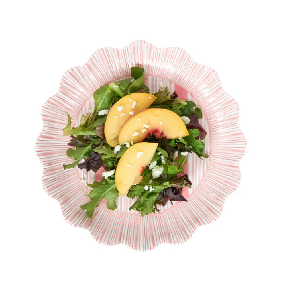 Juliska Cabana Stripe Melamine Dessert/Salad Plate Set of 4- Coral