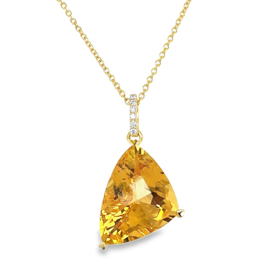 Lisa Nik 18k Citrine and Diamond Pendant Necklace
