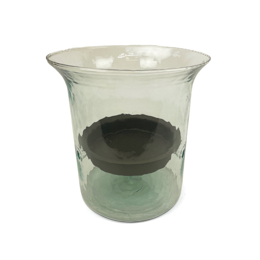 Kalalou Giant Glass Candle Cylinder with Rustic Insert