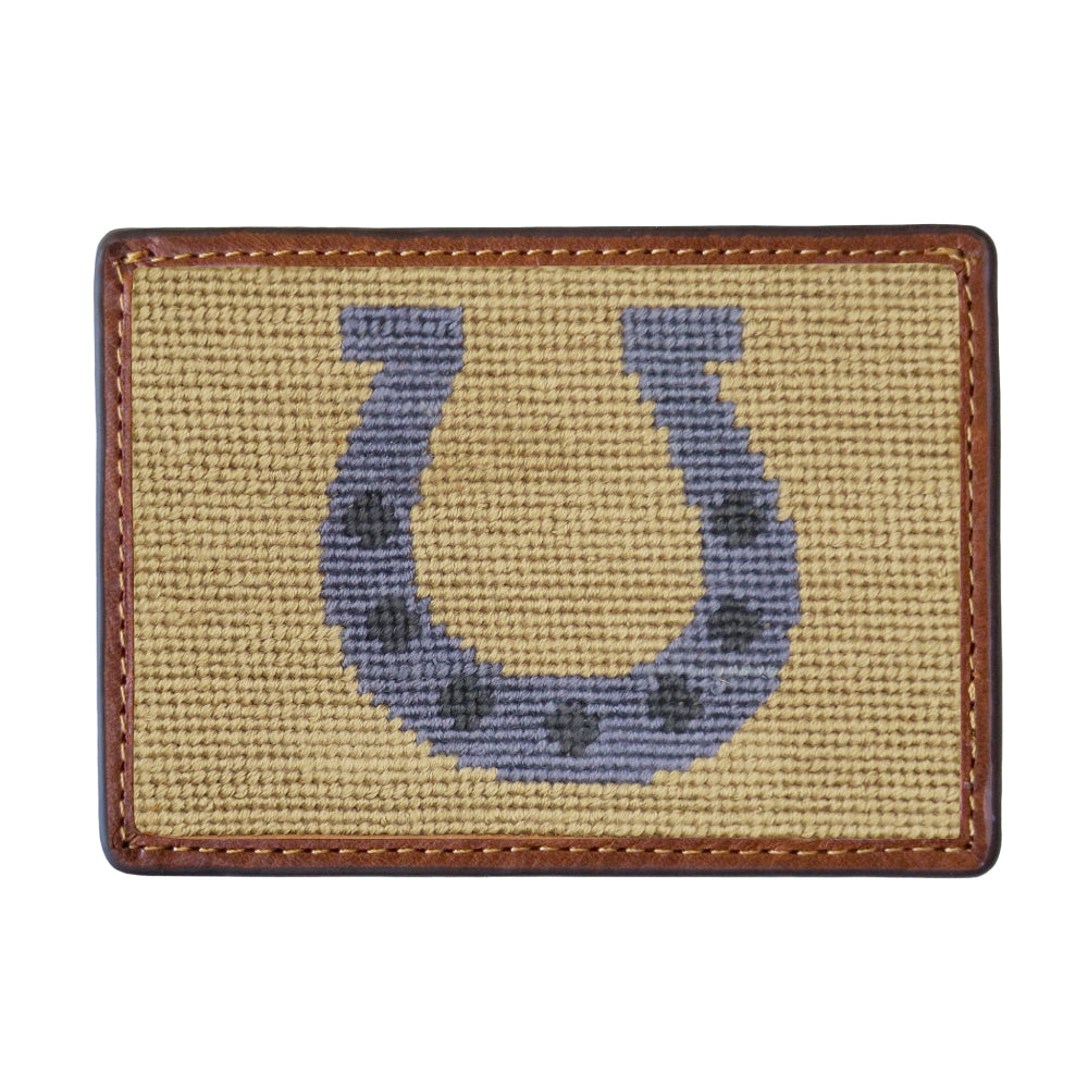 Smathers & Branson Horseshoe Needlepoint Credit Card Wallet - Dark Khaki