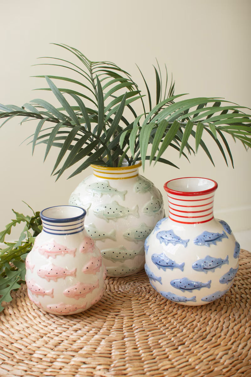 Kalalou Ceramic Fish Vase