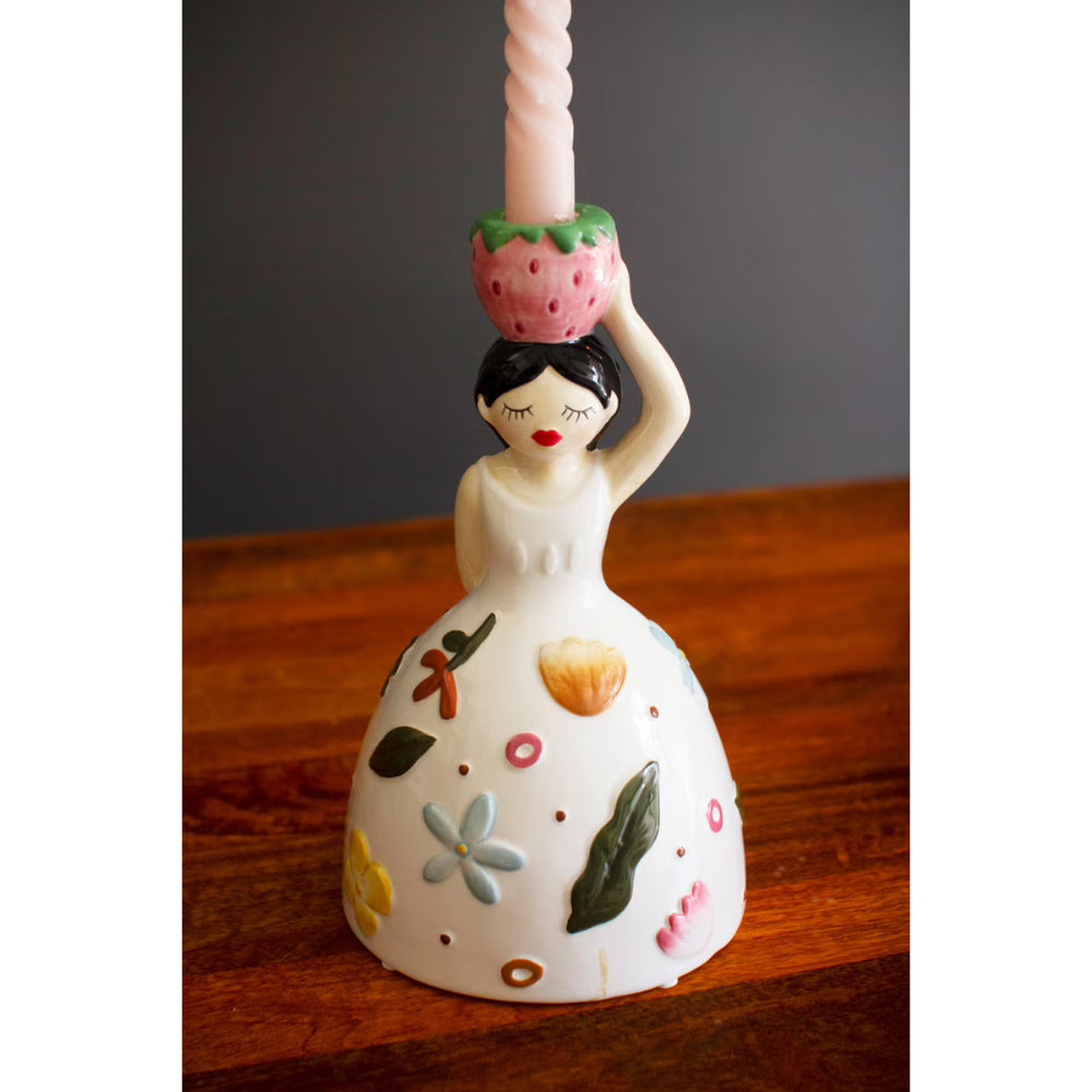 Kalalou Ceramic Girl Taper Candle Holders - Set of 2