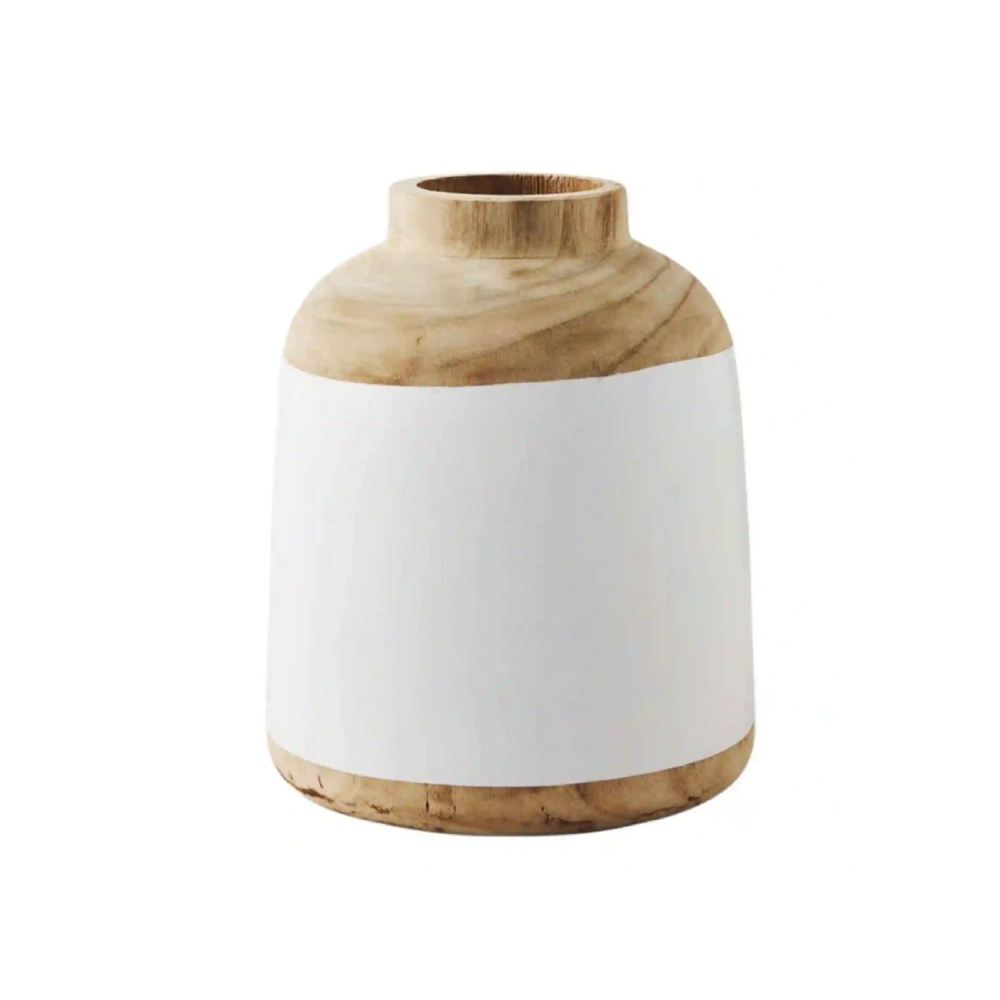 MUD PIE NATURAL WHITE PAULOWNIA VASE