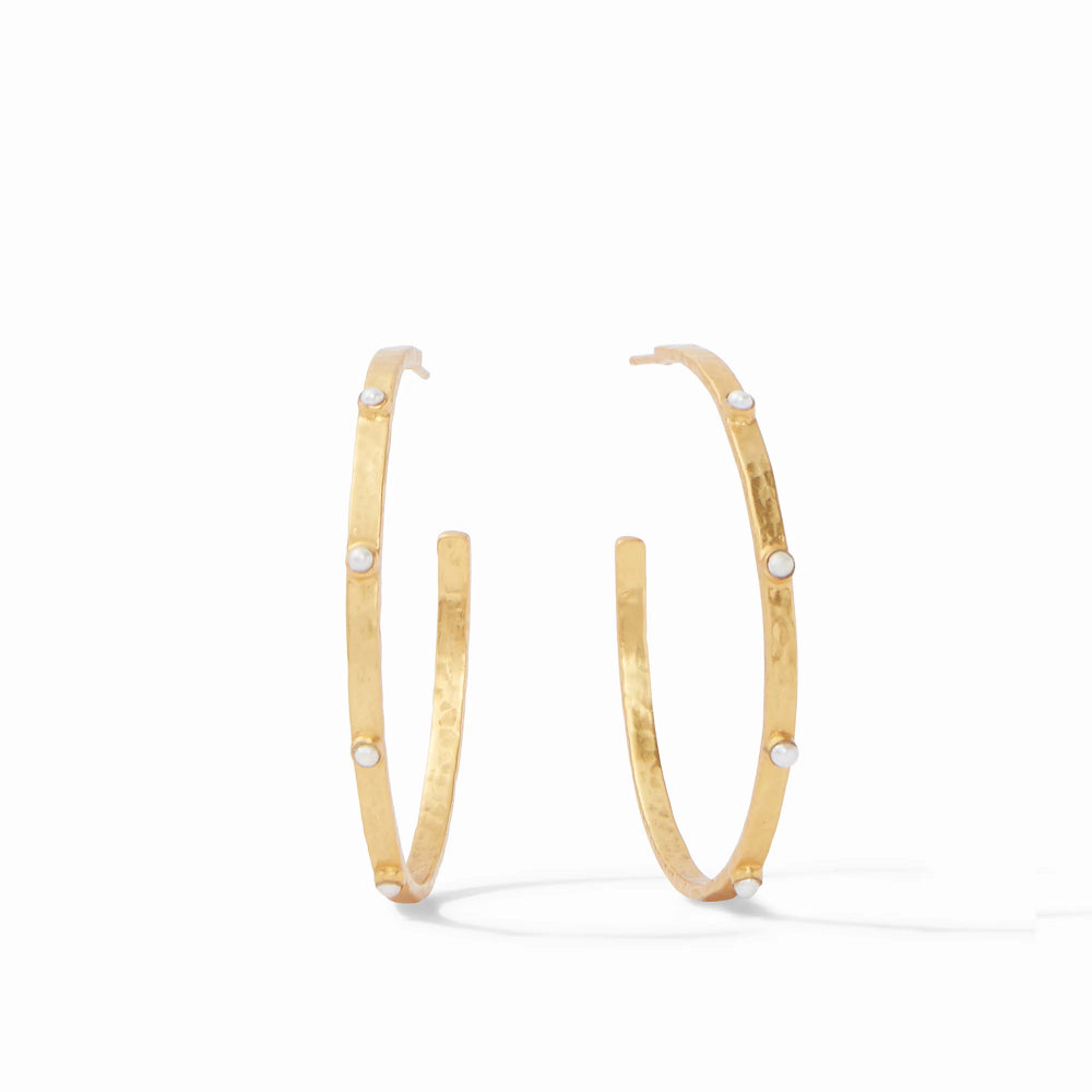 Julie Vos Gold Crescent Stone Hoops