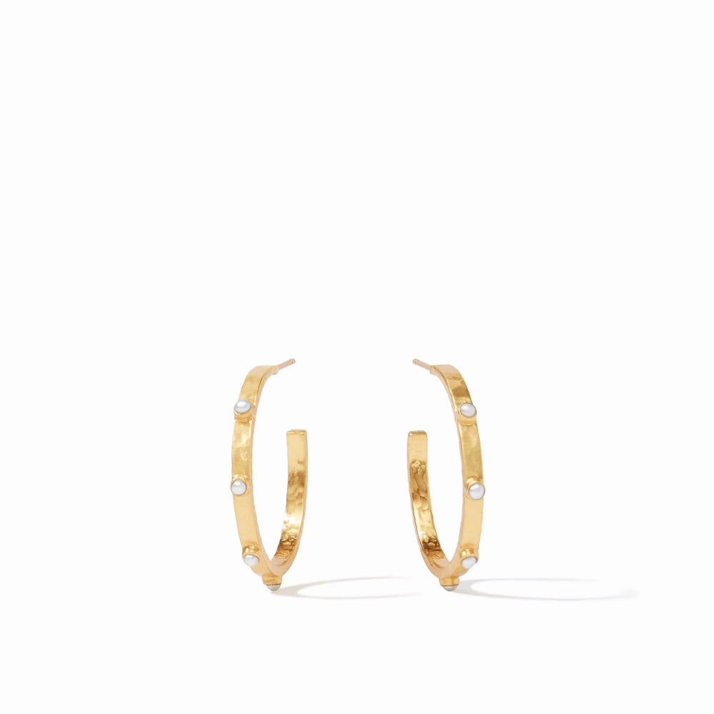Julie Vos Gold Crescent Stone Hoops