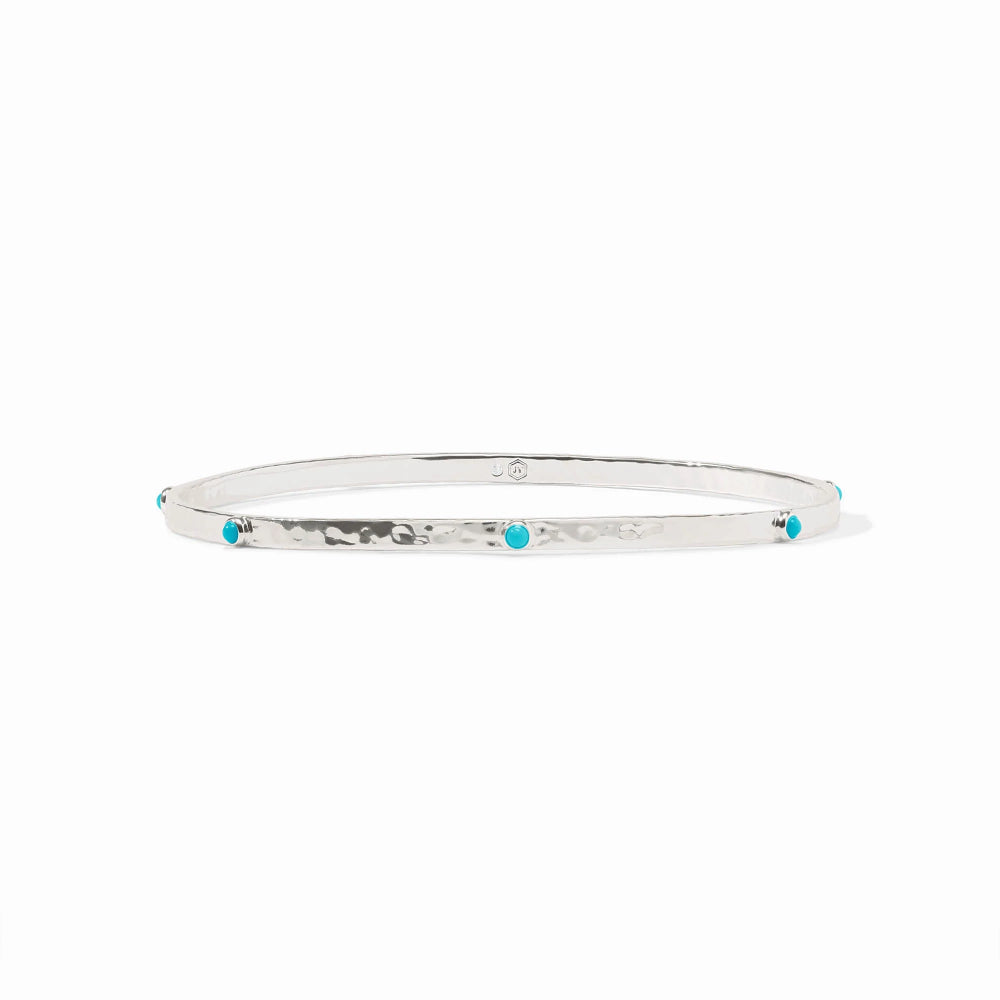 Julie Vos Silver Crescent Stone Bangle - Turquoise Blue