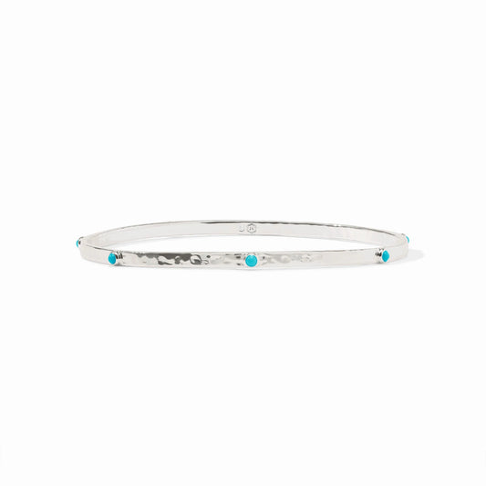 Julie Vos Silver Crescent Stone Bangle - Turquoise Blue