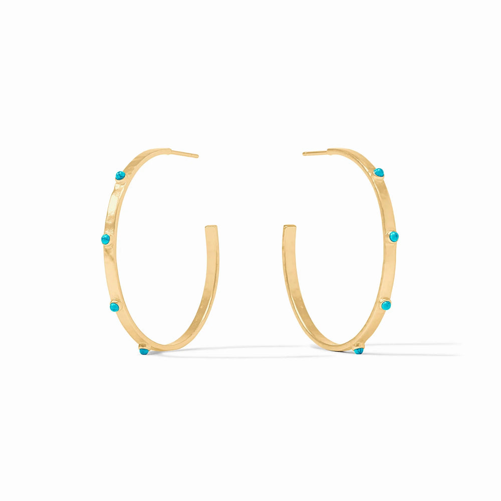 Julie Vos Gold Crescent Stone Hoops