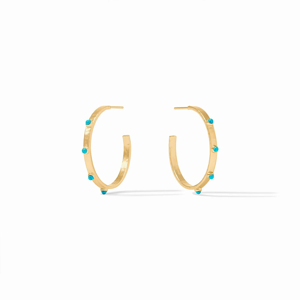 Julie Vos Gold Crescent Stone Hoops
