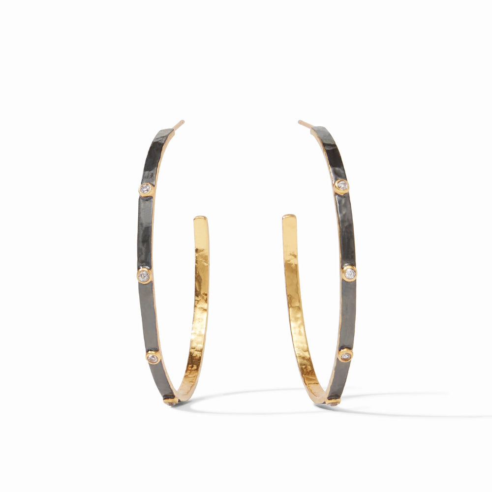 Julie Vos Crescent Stone Hoop in Mixed Metal