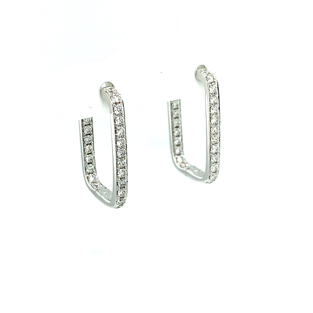18W Open Rectangle Bead Hoop Earrings