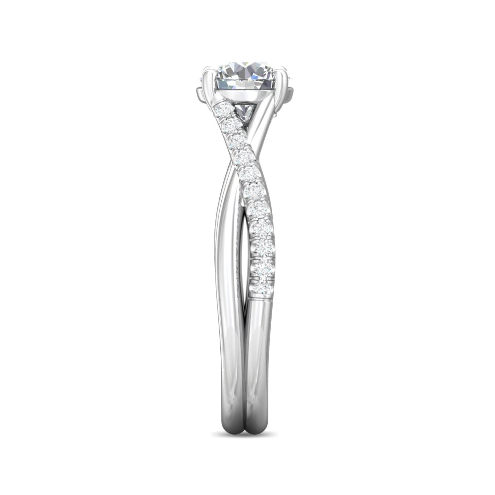 Martin Flyer 14k Round Diamond Engagement Ring with Twist Shank