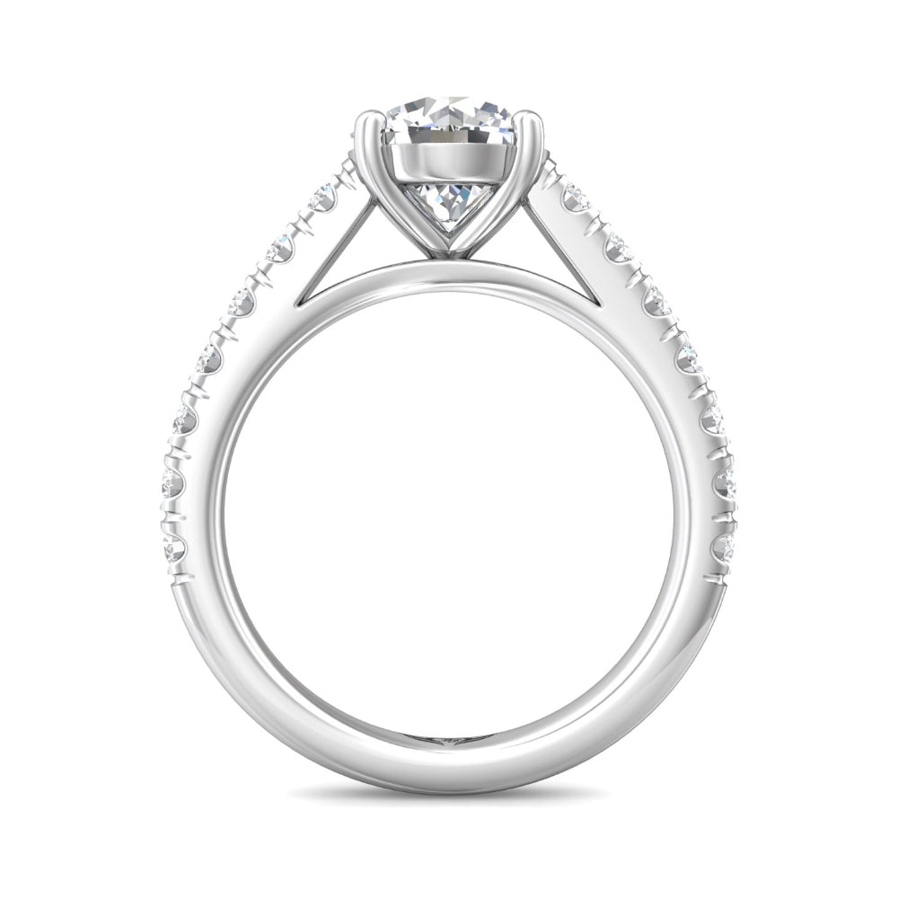 Silver ring with a diamond on a white background