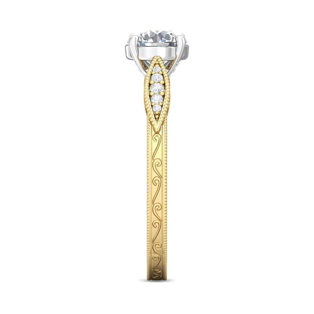 Martin Flyer 14k Gold Round-Cut Vintage Diamond Engagement Ring