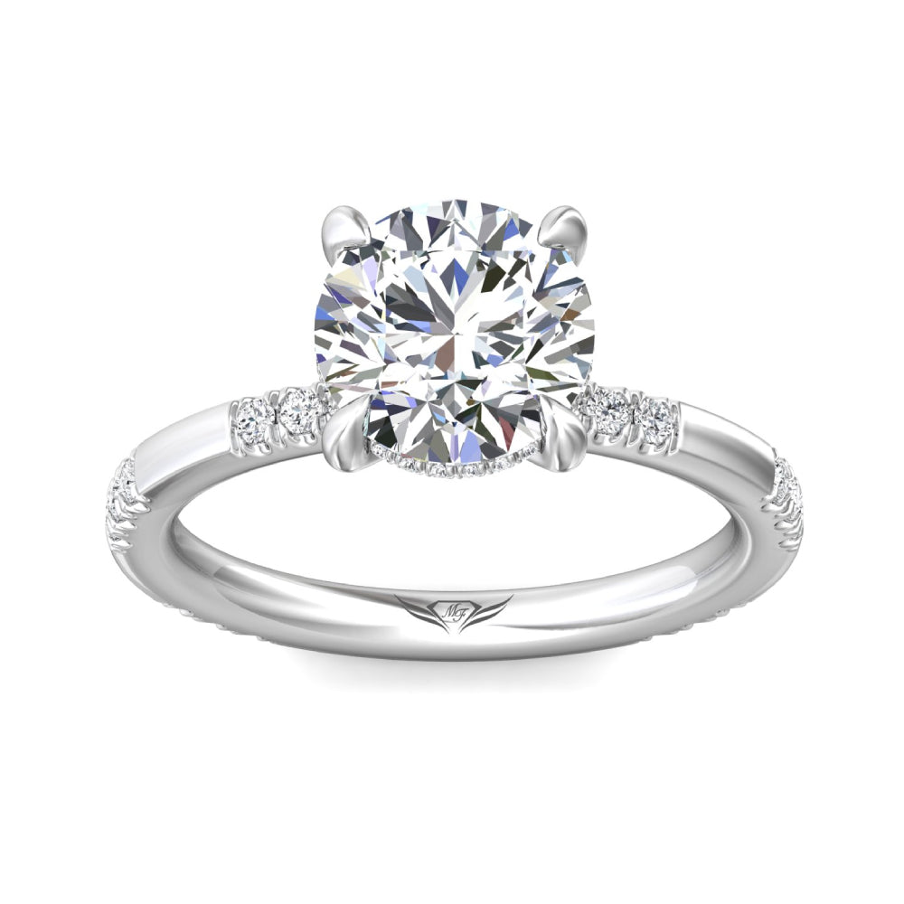 Martin Flyer 14k Gold Round Diamond Engagement Ring With Diamond Shank Stations