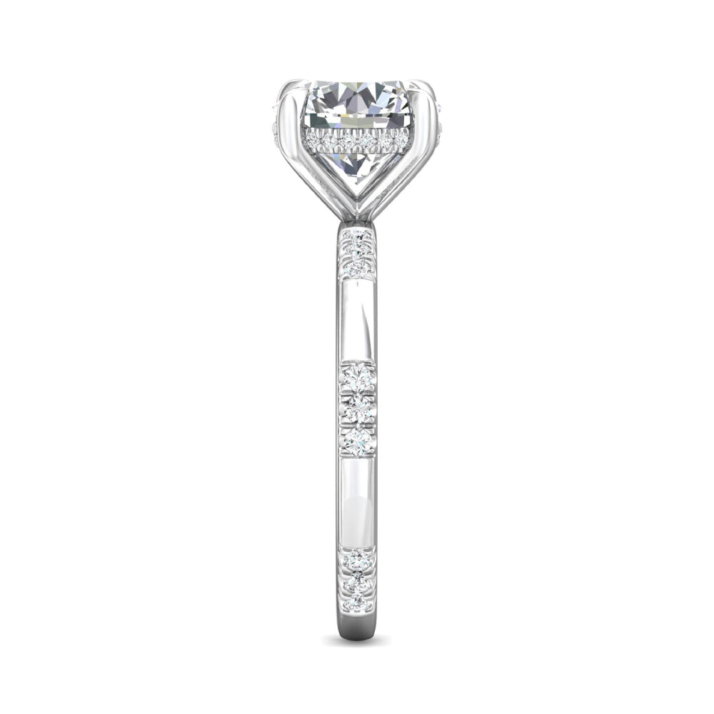 Martin Flyer 14k Gold Round Diamond Engagement Ring With Diamond Shank Stations