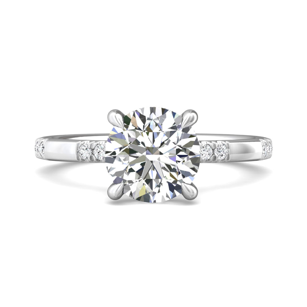 Martin Flyer 14k Gold Round Diamond Engagement Ring With Diamond Shank Stations