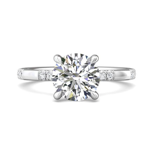 Martin Flyer 14k Gold Round Diamond Engagement Ring With Diamond Shank Stations