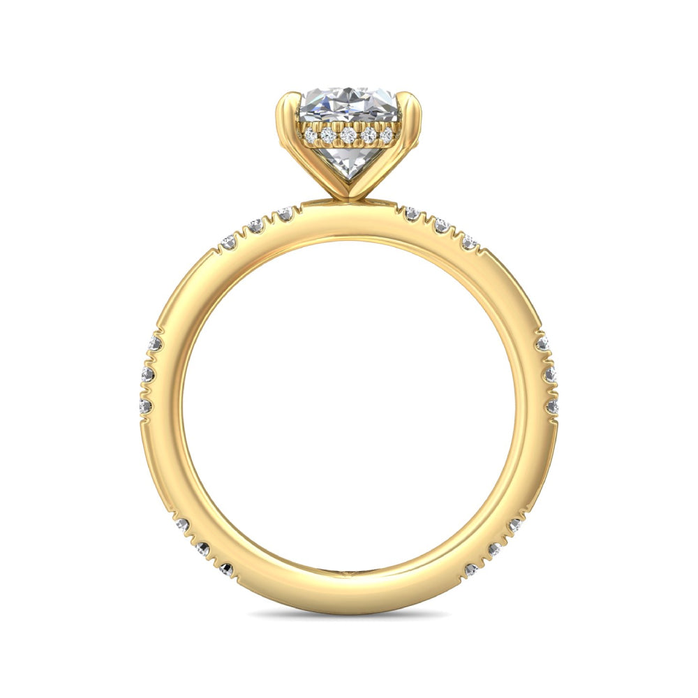 Martin Flyer 14k Gold Oval Diamond Station Hidden Halo Engagement Ring