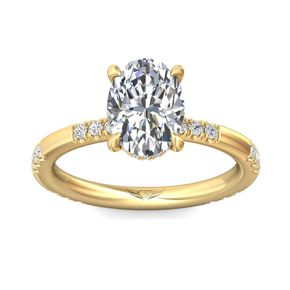 Martin Flyer 14k Gold Oval Diamond Station Hidden Halo Engagement Ring