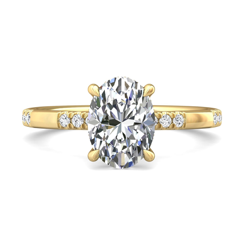 Martin Flyer 14k Gold Oval Diamond Station Hidden Halo Engagement Ring