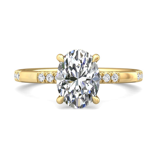 Martin Flyer 14k Gold Oval Diamond Station Hidden Halo Engagement Ring