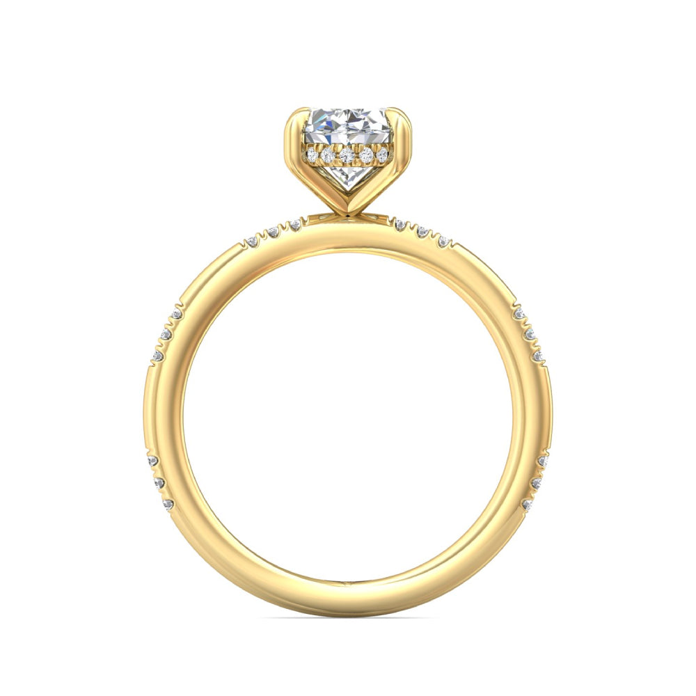 Martin Flyer 14k Gold Oval Diamond Station Engagement Ring With Hidden Halo