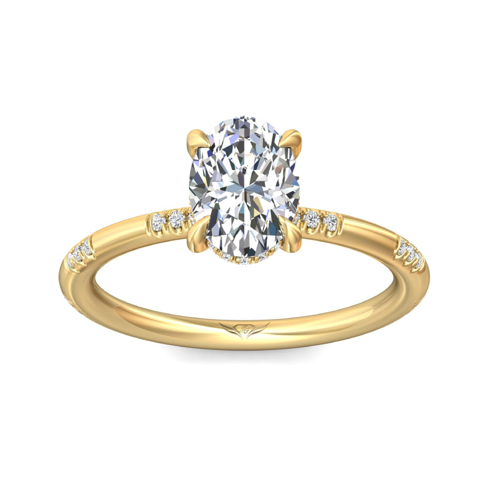 Martin Flyer 14k Gold Oval Diamond Station Engagement Ring With Hidden Halo