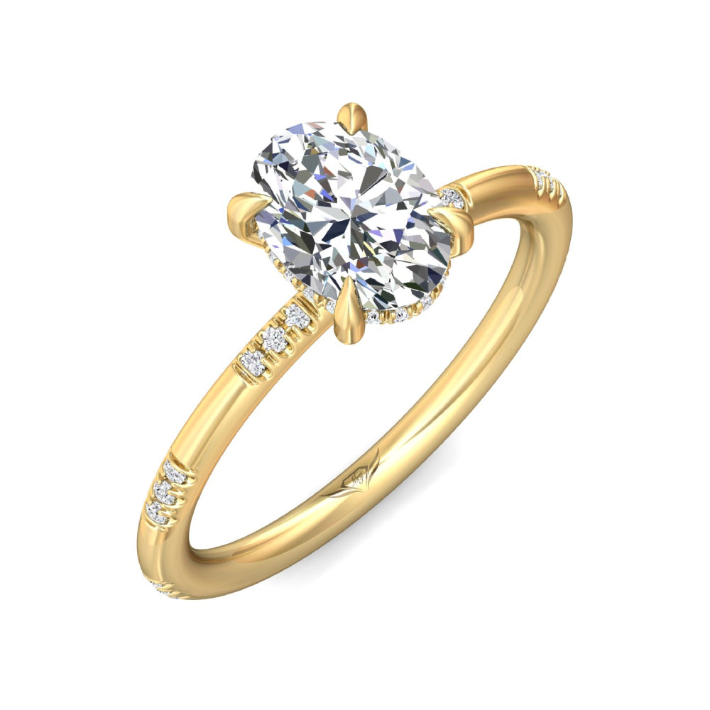 Martin Flyer 14k Gold Oval Diamond Station Engagement Ring With Hidden Halo