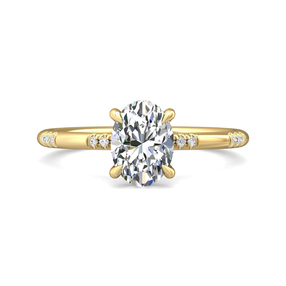 Martin Flyer 14k Gold Oval Diamond Station Engagement Ring With Hidden Halo