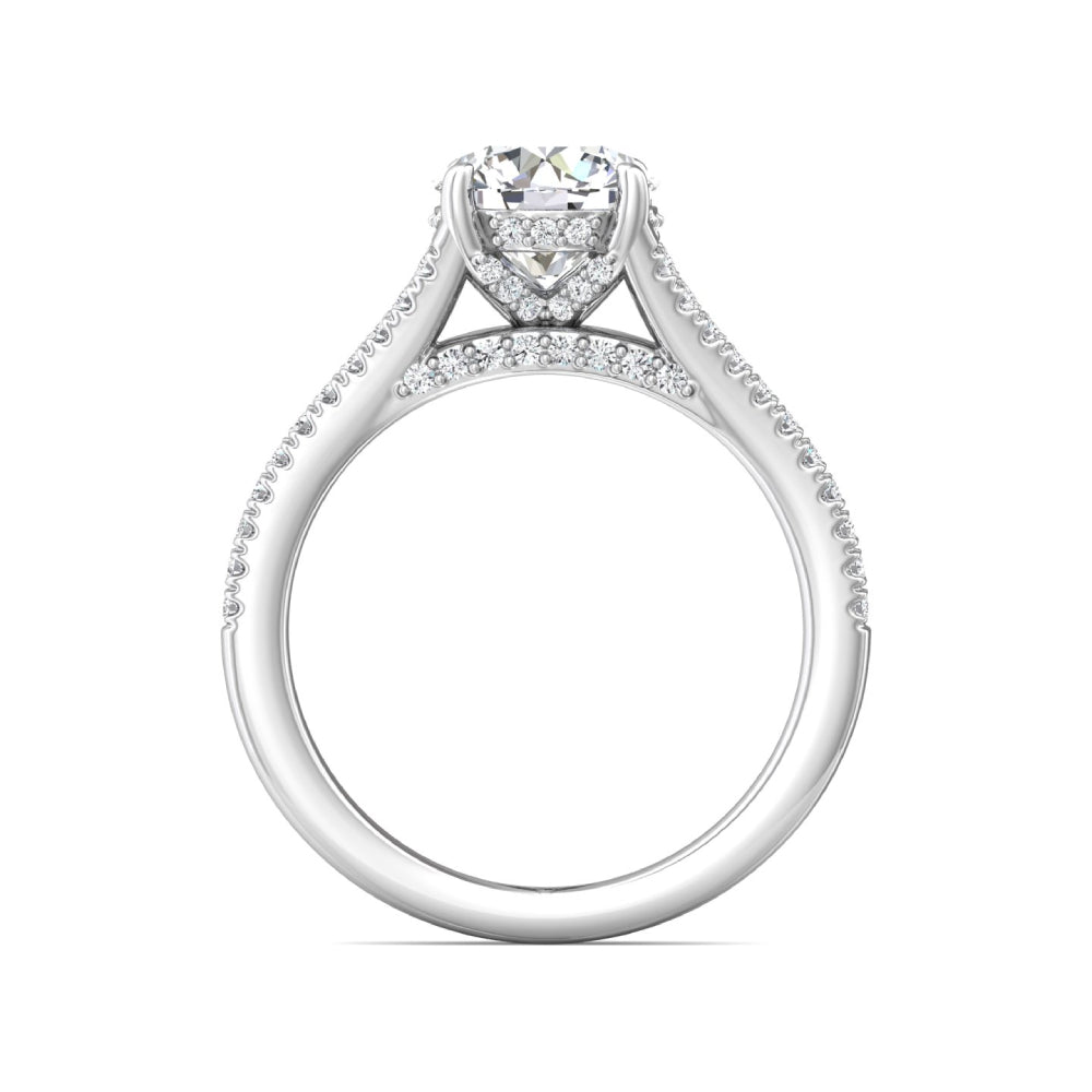 Martin Flyer 14k Gold Round Diamond Split Shank and Gallery Engagement Ring