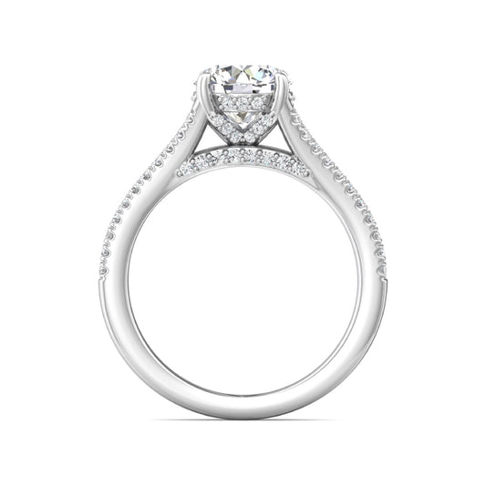 Martin Flyer 14k Gold Round Diamond Split Shank and Gallery Engagement Ring