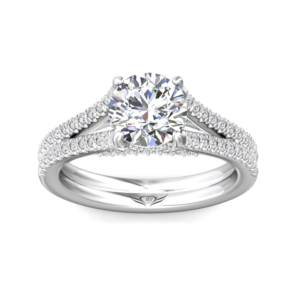 Martin Flyer 14k Gold Round Diamond Split Shank and Gallery Engagement Ring