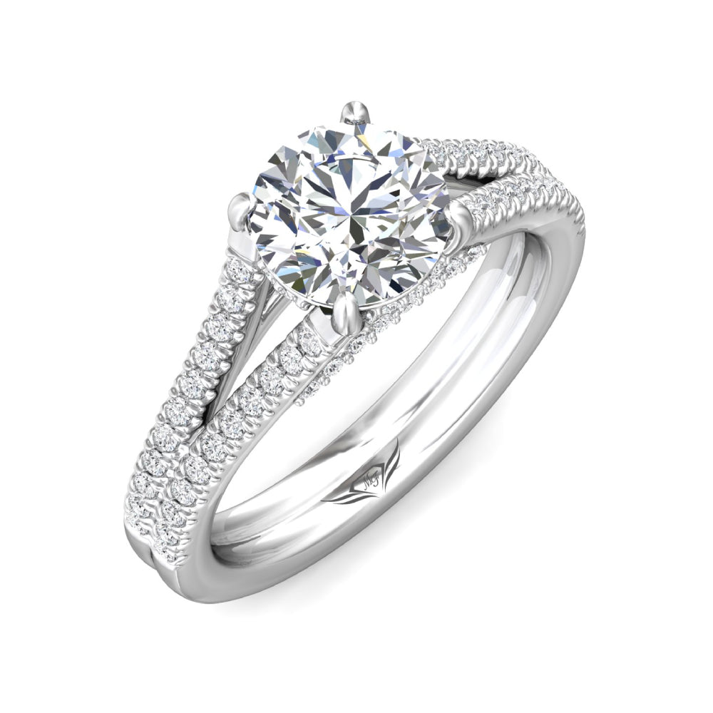 Martin Flyer 14k Gold Round Diamond Split Shank and Gallery Engagement Ring