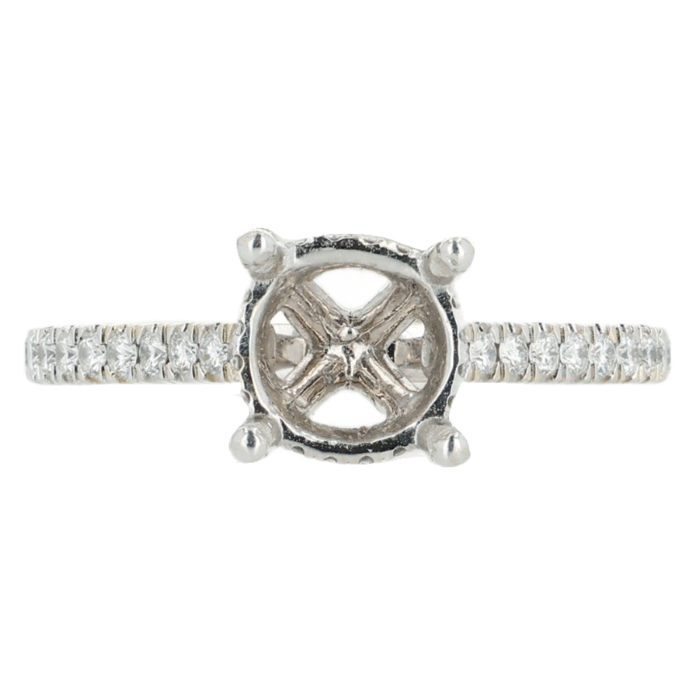 Martin Flyer 14k Gold Blank Round Diamond Hidden Halo Engagement Ring