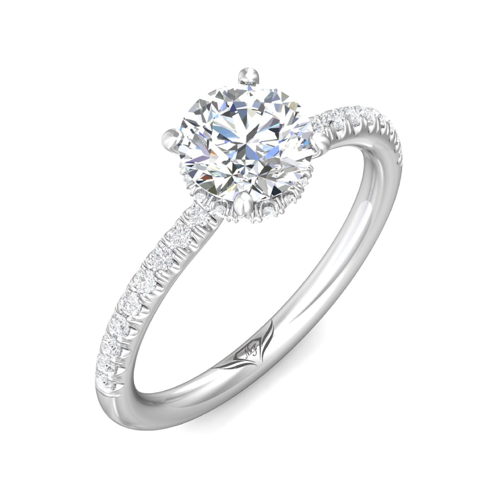 Martin Flyer 14k Gold Round Diamond Hidden Halo Engagement Ring