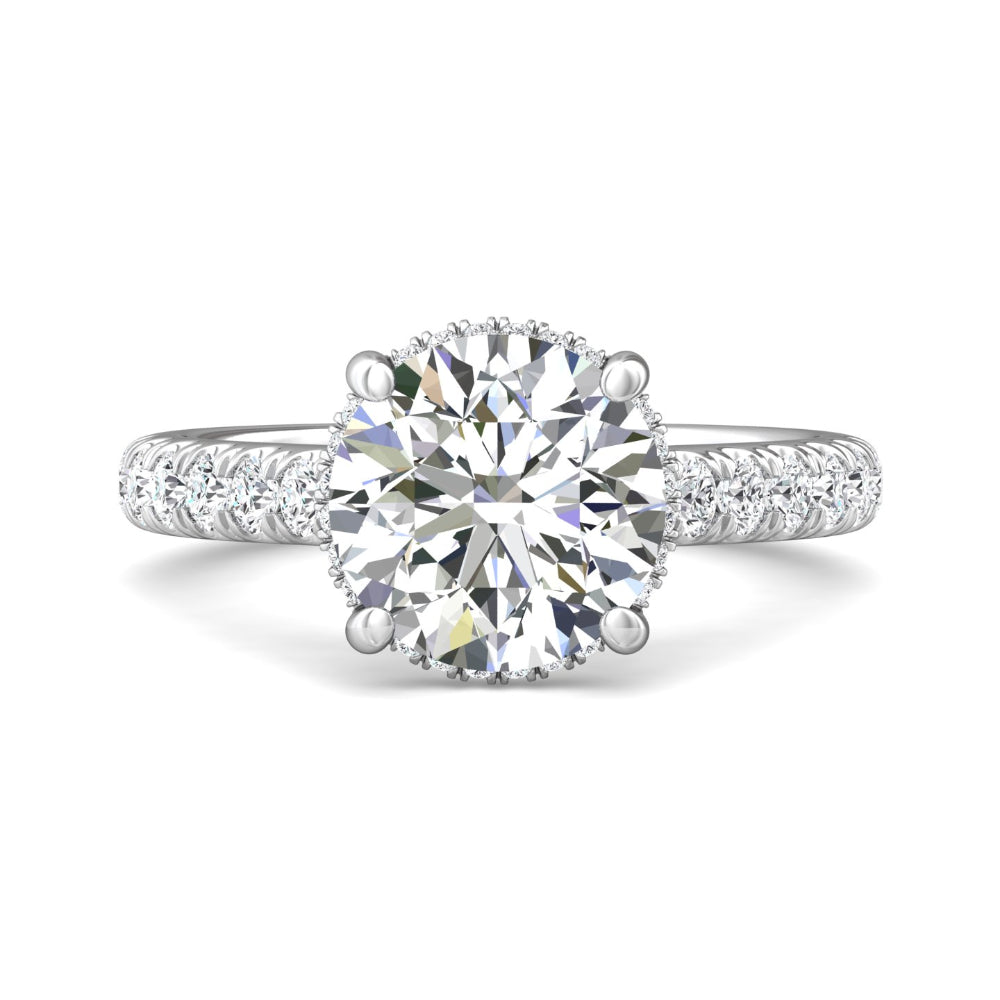 Martin Flyer 14k Round Diamond Engagement Ring with Hidden Halo