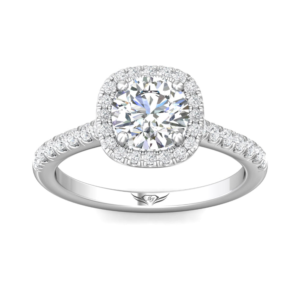 Martin Flyer 14k Round Diamond Engagement Ring with Cushion Halo
