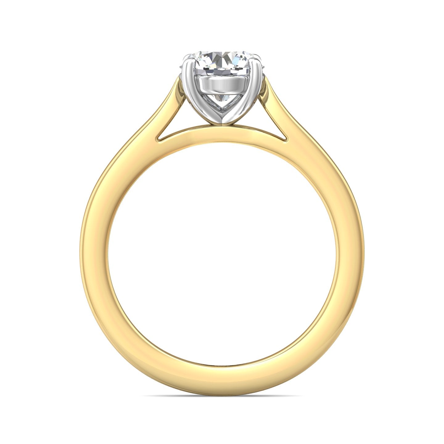 Gold ring with a diamond on a white background